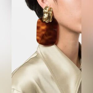 SAINT LAURENT  Tortoiseshell Resin Drop Earrings $995 NEW !